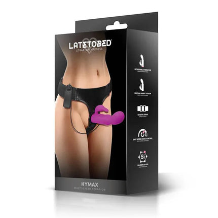 Hymax Strap-On Harness Multi-Speed Vibe with Rabbit and Remote Control packaging from Latetobed