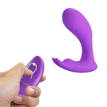Idabelle Stimulator with Vibration and Pulsation Remote Control in purple showcasing dual motors and wireless remote.