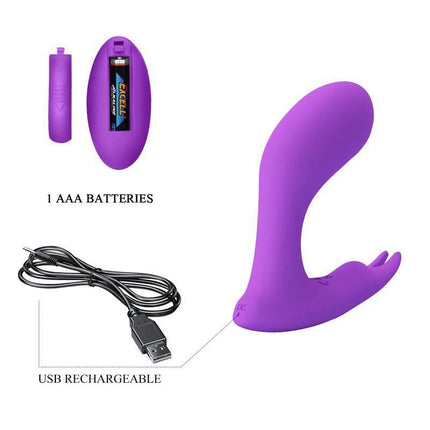 Idabelle Stimulator with Vibration and Pulsation Remote Control featuring dual motors, rechargeable USB and wireless remote.