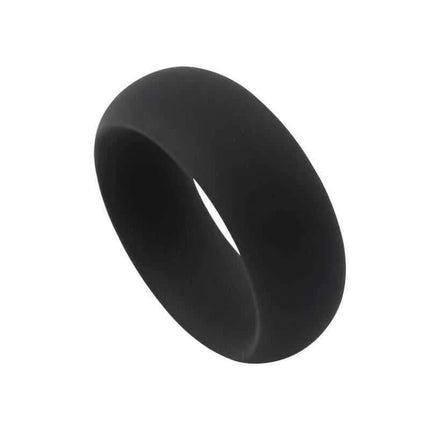 Infinity Silicone Cock Ring M Black, phthalate-free and body-safe accessory with 4.2 cm diameter, durable minimalist design in black finish.