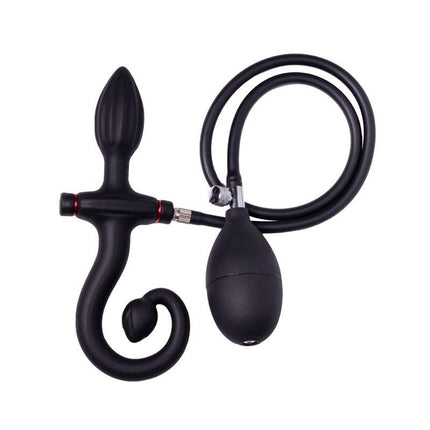 Inflatable Anal Plug with Handle and Pump Black - Secretsextoys.store
