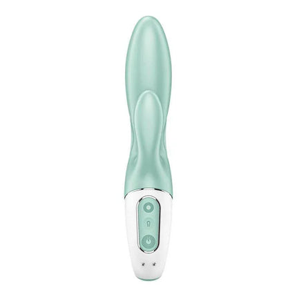 Inflatable Rabbit Vibe Air Pump Bunny 5 with APP Satisfyer Connect in teal color, dual engines, ergonomic design