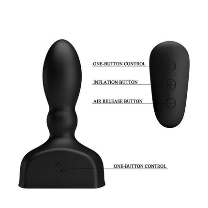Inflatable Remote Control Anal Plug - Mr. Play with labeled control buttons