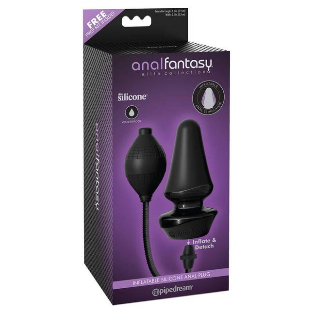 Inflatable Silicone Anal Plug in packaging, premium silicone, body-safe, ergonomic design for comfort and adjustable stimulation.