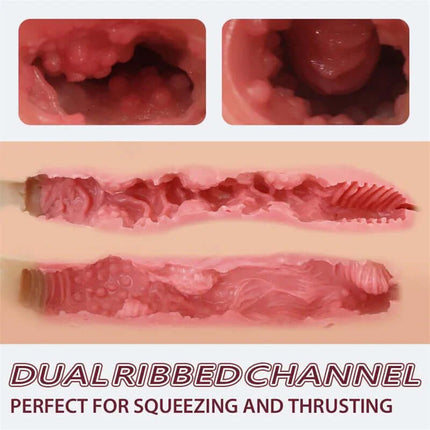 Ingrid Torso with Vibration and Sucking Efect 15.3 kg, dual ribbed channel for squeezing and thrusting, realistic suction and vibration.