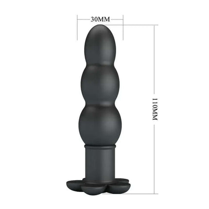 Jadier Vibrating Anal Plug in black silicone with ergonomic design, dimensions 30mm x 110mm, ideal for customizable prostate stimulation.