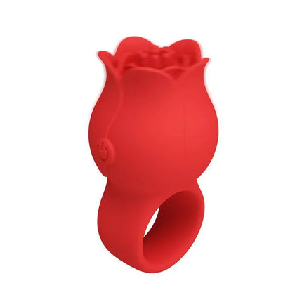 Red Jae Rose Finger Vibrator with rose-inspired design and 10 vibration modes.