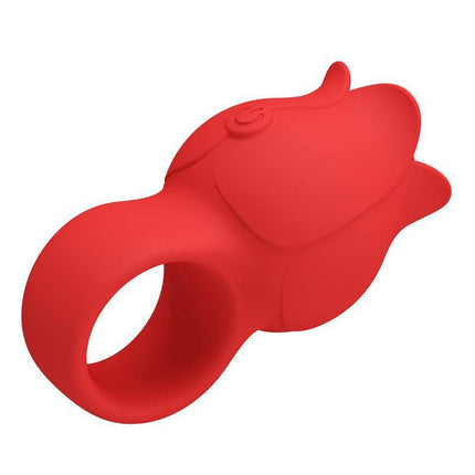 Jae Rose Finger Vibrator in red silicone, designed for precise control and style with 10 adjustable vibration modes.