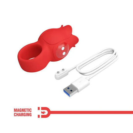Jae Rose Finger Vibrator with magnetic charging cable, featuring rose-inspired design in smooth silicone.
