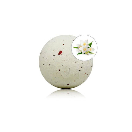 Jasmine Aroma Bath Bomb with Rose Petals 150 gr, a foaming bath bomb with soothing fragrance and skin-nourishing rose petals.