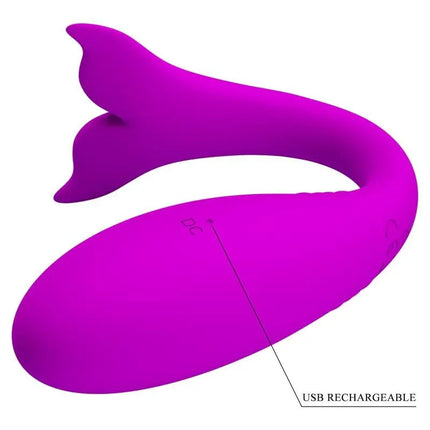 Jayleen Stimulator with APP Control whale-shaped vibrator in purple, USB rechargeable, for versatile stimulation and comfort.