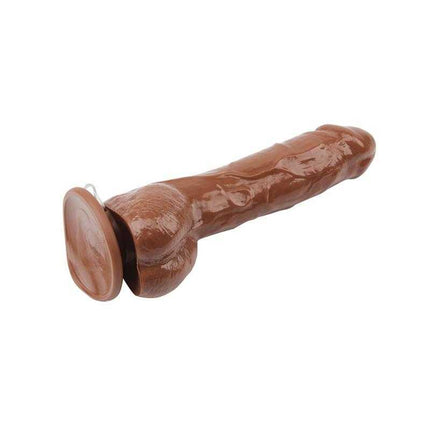 Jeff Stryker Vibrating Dildo 8.9 Brown with wireless remote, featuring powerful vibrations and smooth rotation for enhanced pleasure.