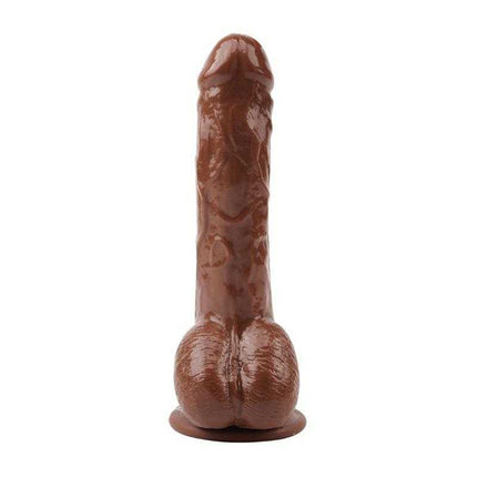 Jeff Stryker Vibrating Dildo 8.9 Brown with wireless remote for intense sensations and multiple vibration settings.