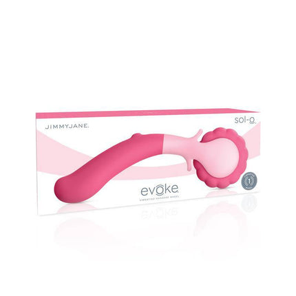 JIMMYJANE Evoke Sol-o Vibrating Massage Wheel in pink with packaging