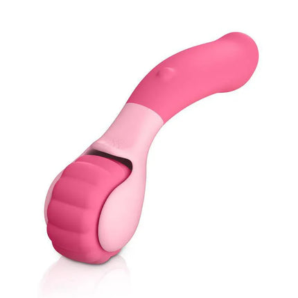 JIMMYJANE Evoke Sol-o Vibrating Massage Wheel for deep-tissue relief with silicone handle and grooved wheel design