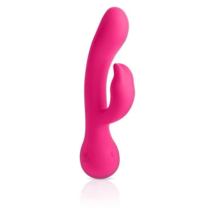 JIMMYJANE Rabbits Ruby Rabbit pink vibrator with ergonomic U-shaped design and powerful Japanese motor for enhanced pleasure.