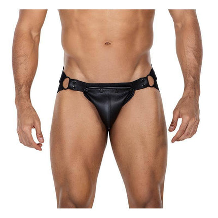 JOCKSTR4P02 Jockstrap Jock snap Black featuring vegan leather and nylon design for comfort and style from CUT4MEN