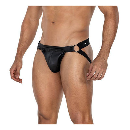JOCKSTR4P02 Jockstrap Jock snap Black, vegan leather, performance design, highlighting masculinity, ideal for workouts and nightlife.