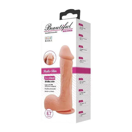 Johnson Relistic Dildo with Suction Cup Flesh packaging showcasing lifelike details.