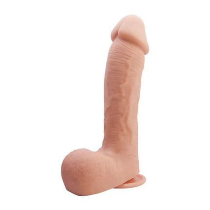 Johnson Relistic Dildo with Suction Cup Flesh featuring lifelike texture and anatomy for solo or shared use.