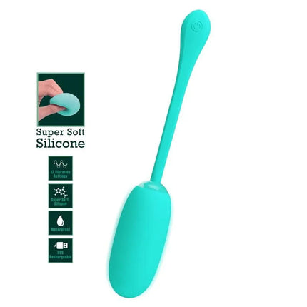Julius Vibrating Egg Green with ultra-soft silicone and 12 vibration functions, designed for enhanced pleasure and grip.
