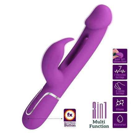 Kampas Vibrator With Licking Lilac - Rechargeable dual-motor vibrator for full-bodied stimulation, featuring silicone and waterproof design.