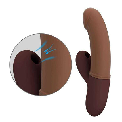 Kane Clitoris Sucker with Vibration USB in brown, showcasing angled head and smooth silicone design for precise stimulation.
