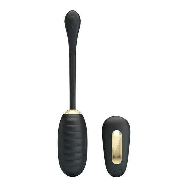 Kegel Ball with Remote Control Royal Pleasure in black silicone with gold accents, featuring a wireless remote for partner control.
