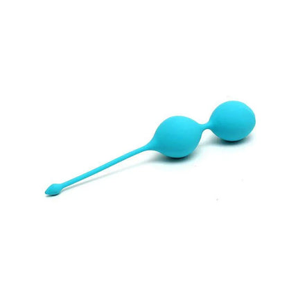Kegel balls 35 mm Amsterdam Blue silicone with pull-out cord for pelvic floor exercises, waterproof design for easy cleaning.