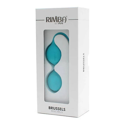 Kegel Balls Brussels Blue in packaging for pelvic floor training and heightened pleasure.