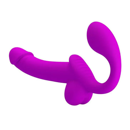Kelpie Strapless Strap-on with Squirt Function in purple silicone, featuring hands-free design for enhanced shared intimacy.