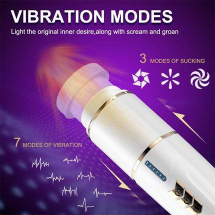 Kimi Male Masturbator with Telescoping and Rotation Functions showing 7 vibration modes and 3 modes of suction for enhanced pleasure.