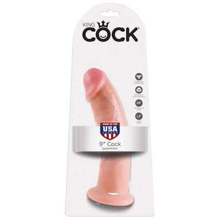 King Cock 22,56 cm Cock - Flesh realistic dildo in packaging with suction cup, lifelike texture and veins for versatile pleasure.