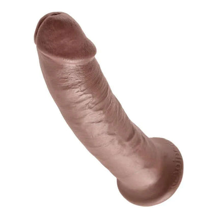King Cock Dildo 9 - Brown, realistic 9-inch dildo with lifelike texture, hypoallergenic and phthalate-free, designed for adult pleasure.
