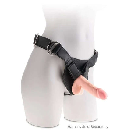 Harness showing King Cock Plus Triple Density Dildo with Testicles 6.5 attached, highlighting realistic design and versatility.