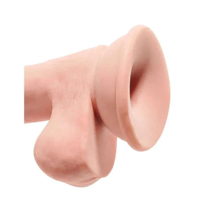 Close-up of King Cock Plus Triple Density Dildo with Testicles 6.5 and suction cup for realistic feel and hands-free use.