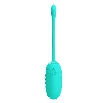 Kirk Vibrating Egg Green USB rechargeable silicone vibrator with quilted texture, ideal for personal pleasure, waterproof design.