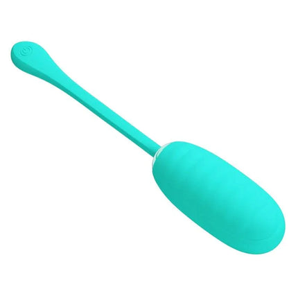 Kirk Vibrating Egg Green - USB rechargeable silicone vibrator with quilted texture, 12 vibration settings, perfect for solo use in any environment.