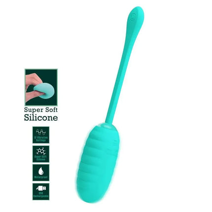 Kirk Vibrating Egg Green with silky-smooth silicone, USB rechargeable, featuring 12 vibration settings for personalized pleasure.