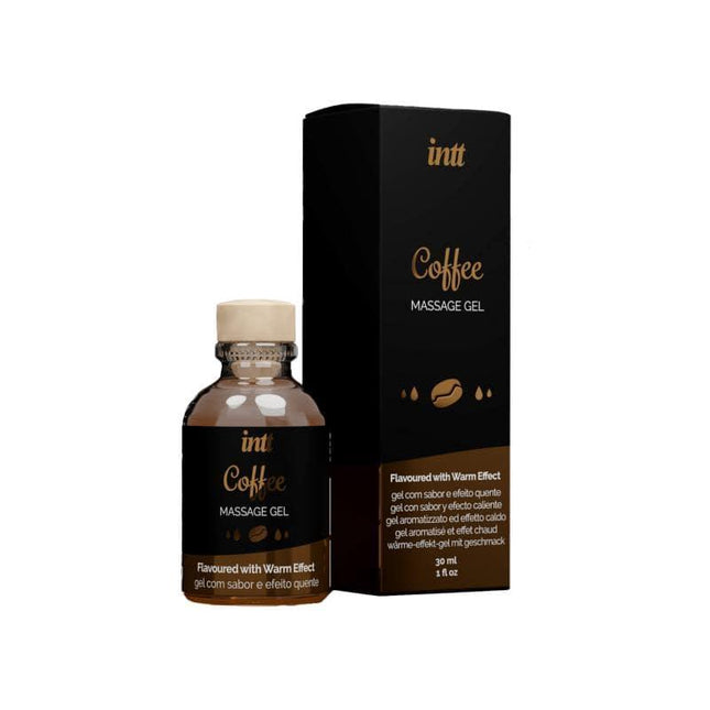 Kissable Massage Coffee Gel 30 ml bottle with packaging, ideal for massages and intimacy, offering a coffee-flavored experience.