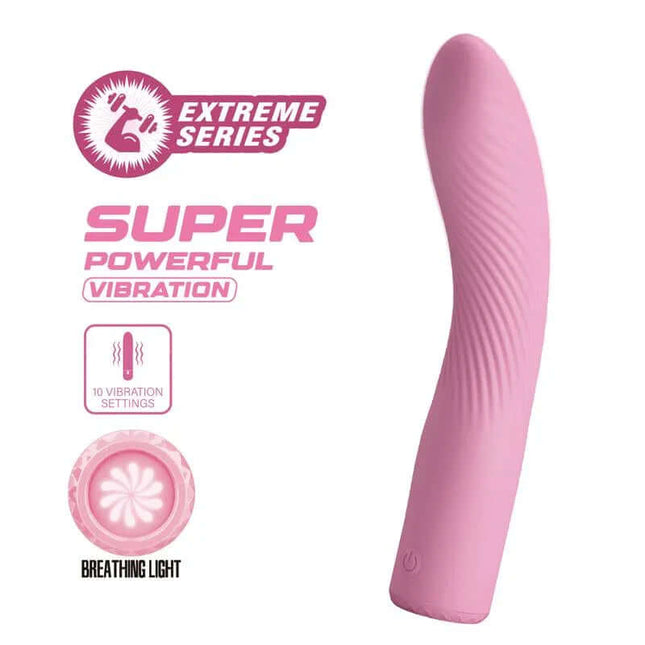 Kissell G-Spot Vibe in pink, featuring 10 vibration settings and powerful stimulation, part of the Extreme Series with breathing light.