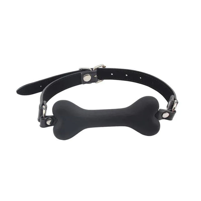 Bone-shaped gag from Kit Restrain You Lover Silicone, featuring adjustable straps for comfortable adult play.