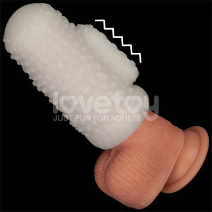 Knights Ring Vibrating Dual Purpose Sleeve Drip for enhanced intimate experience with textured surface and vibrating feature.