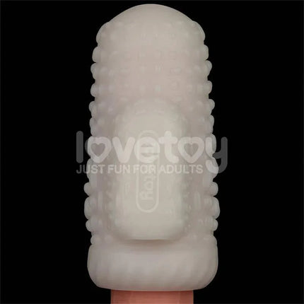 Knights Ring Vibrating Dual Purpose Sleeve Drip in textured silicone, ideal for enhanced intimacy and solo play excitement.