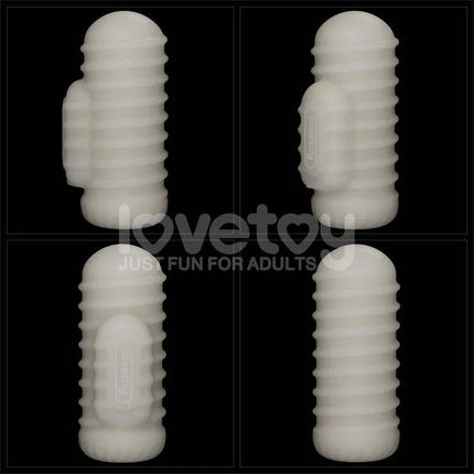 Knights Ring Vibrating Dual Purpose Sleeve Wavy, versatile white textured sleeve for enhanced pleasure in adults.