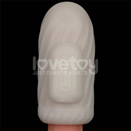 Knights Ring Vibrating Dual Purpose Sleeve for versatile pleasure, shown in white with textured surface for enhanced stimulation.