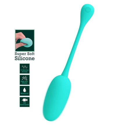 Knucker Vibrating Egg Green made from premium silicone with 12 vibration functions and USB rechargeable design.