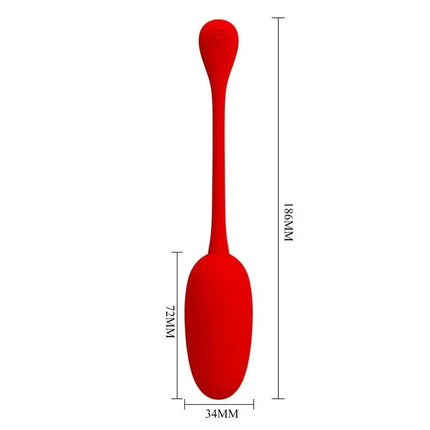 Knucker Vibrating Egg Red with dimensions