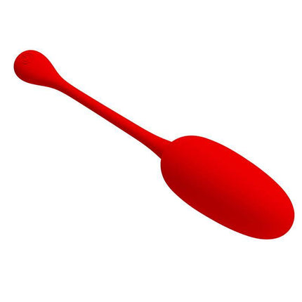 Knucker Vibrating Egg Red by Pretty Love features a sleek red silicone design for solo or couples play with 12 vibration functions.