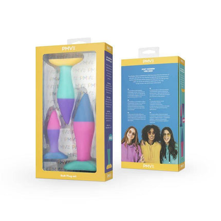 Koda Butt Plug Set in colorful packaging, featuring three progressively sized anal plugs for beginners and seasoned users.